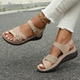 thumbnail image 4 of MLCDZ Sandals for Women Orthopedic Shoes: Comfortable Dressy Womens Wedge Sandal Summer Walking Wedges - Casual Platform Sandals with Adjustable Hook Loop Beige 38, 4 of 9