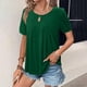 thumbnail image 4 of Camisas de Manga Corta para las Mujeres Casual Color Sólido Cuello Redondo Blusa, Poliéster Ligero Primavera Y Verano Superior, 4 of 8