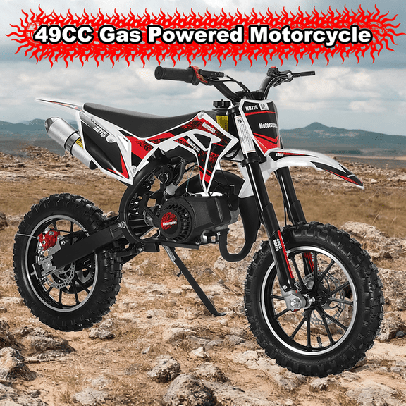Seipouy 49cc Dirt Bike for Adults & Kids,Kids Dirt Bike Mini Dirt Bikes,2-Stroke Gas Power Motocross Off-Road, Mini Pit Bike with Front Rear Disc Brakes, High-Speed Racing Motorcycle for Kid 40KM/H