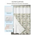 thumbnail image 2 of No Hook Shower Curtain with Snap in Liner,Farm Wildflower Herb Butterfly Waterproof Bath Curtain Double Layers with See Through Top Window,Abstract Floral Leaves Hotel Shower Curtains 72x72in, 2 of 9