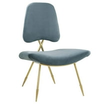 Modway Ponder Performance Velvet Lounge Chair in Sea Blue