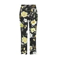 thumbnail image 5 of Womens Linen Capris for Summer,Women's Capri Pants Floral Print Casual Summer Cotton Cropped Pants Trousers,Linen Pants for Women Elastic Waist Palazzo Lounge Pants, 5 of 5