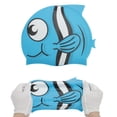 thumbnail image 5 of Unique Bargains 1 Pc Waterproof Cartoon Pattern Swim Cap Light Blue, 5 of 6