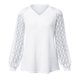 thumbnail image 4 of ICHUANYI Clearance Fashion Woman V Neck Hollow out Long Sleeve T Shirt Solid Blouse Tops(White, XXL) ICHUANYI WER2023081001665, 4 of 5