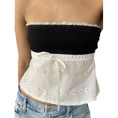 

AMILIEe Women Strapless Tube Tops Bodycon Corset Bandeau Sleeveless Vest Crop Tops Basic Summer Shirt