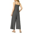 thumbnail image 5 of BiZtdJrK Today Sales, Womens Casual Loose Jumpsuits Summer Boho Side Split Wide Leg Rompers Sleeveless Suspender Linen Overalls with Pockets Gray XXL, 5 of 9