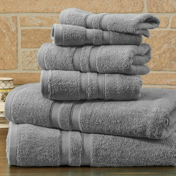 Bibb Home 6 Piece Solid Egyptian Cotton Towel Set