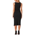thumbnail image 3 of INSPIRE CHIC Scoop Neck Dress for Women's Sleeveless Rib Knit Long Side Slit Dress XS Black, 3 of 6