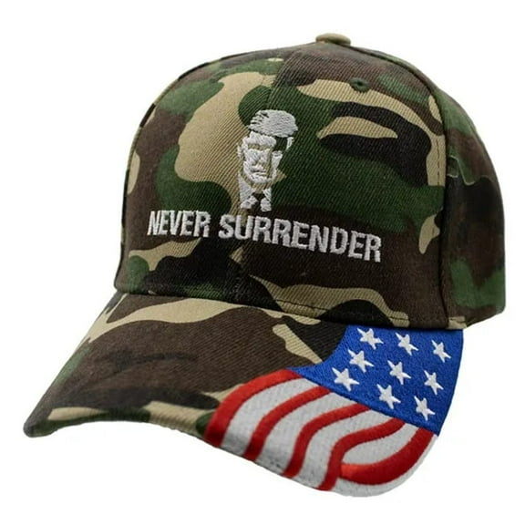 Embroidered Hat w/Flag Bill (Camo)