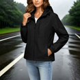 thumbnail image 2 of Women's Solid Waterproof Windproof Hooded Softshell Jacket, Lightweight Full Zip Outdoor Hiking Walking Windbreaker Coat Black XXXXL(XXXXL), 2 of 7