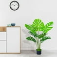 thumbnail image 4 of Artificial Turtle Plant | Faux Monstera Potted Plant | 60cm Green Tropical Leaves | Indoor Outdoor Decoration | Silk Fabric Realistic Look, 4 of 6