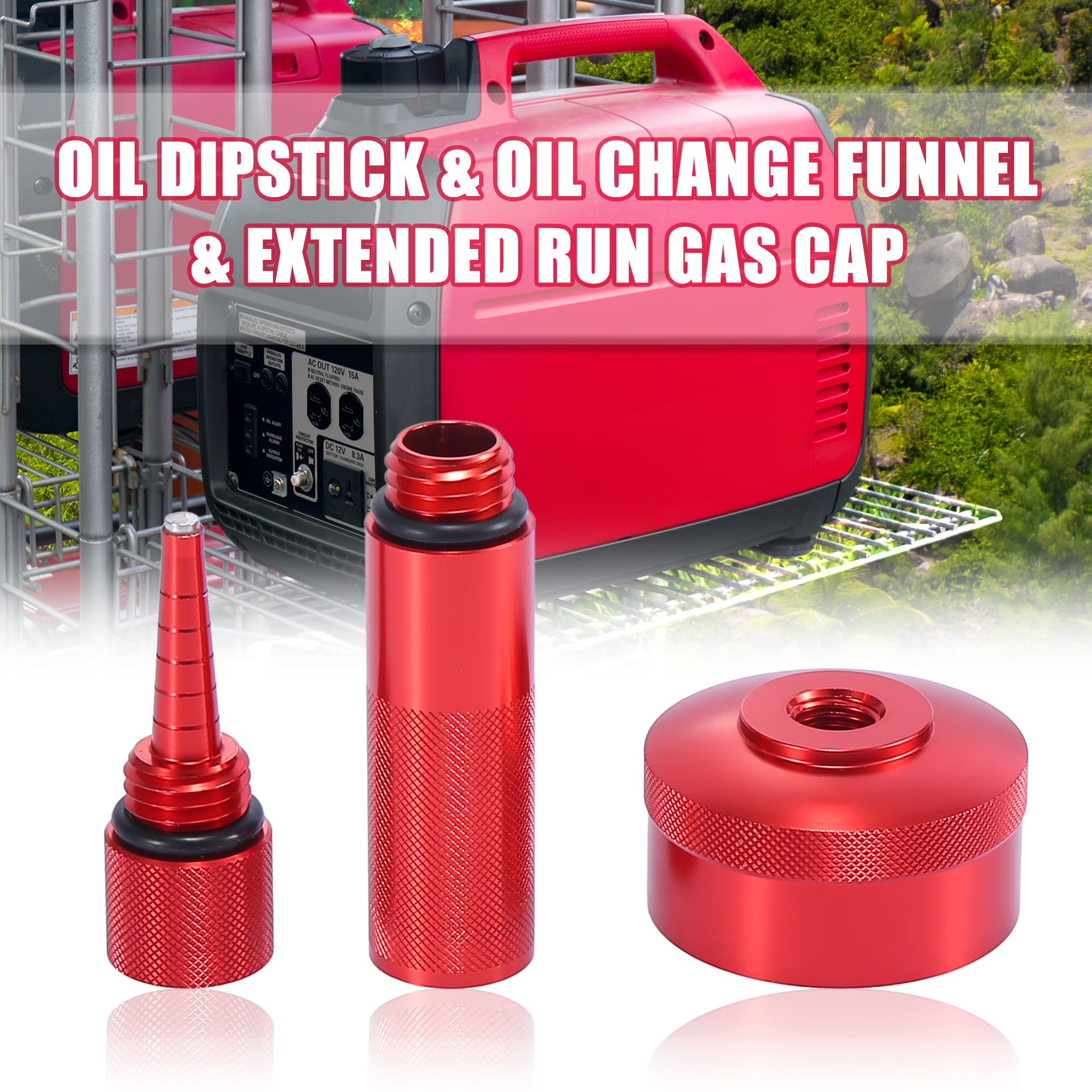 Extended Run Gas Cap & Oil Change Funnel & Magnetic Oil Dipstick Fits for Honda EU2200I Bruce & Shark