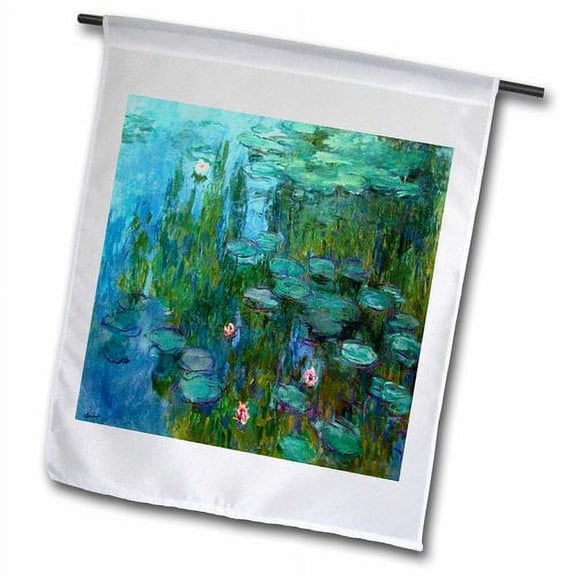 3dRose, Monets Water Lillies Painting, 18 x 27 inch Garden Flag