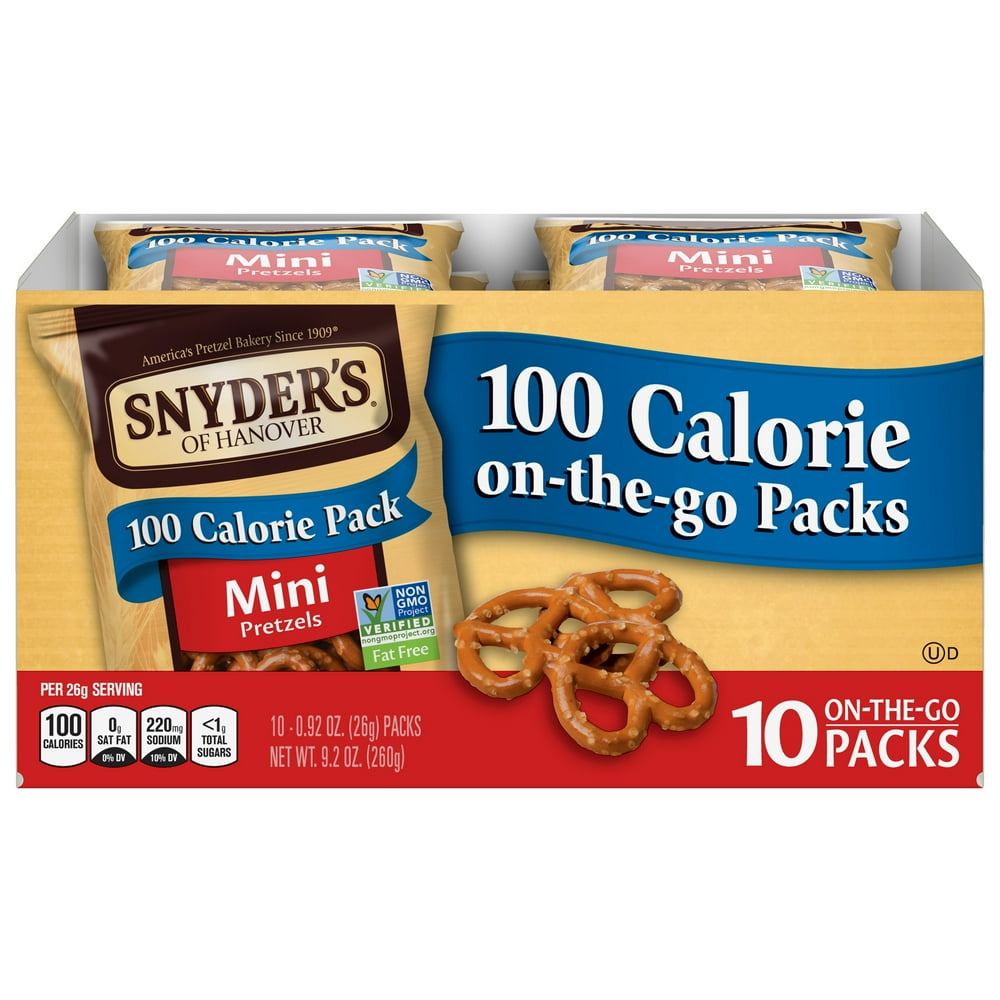 Snyder's of Hanover 100 Calories, Mini Pretzels, Individual Packs, 0.92 oz, 10 Count Walmart