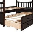 thumbnail image 3 of Espresso Twin Size Wooden House Bed with Trundle and 3 Storage Drawers, 3 of 8