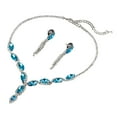 thumbnail image 6 of Eosunjian 3Pcs/Set Necklace Earring Set Shiny Rhinestone Geometric Tassel High Gloss Decorate Hypoallergenic Fashion Pink Faux Crystal Prom Wedding Jewelry Sets Anniversary Gift Royal Blue, 6 of 13