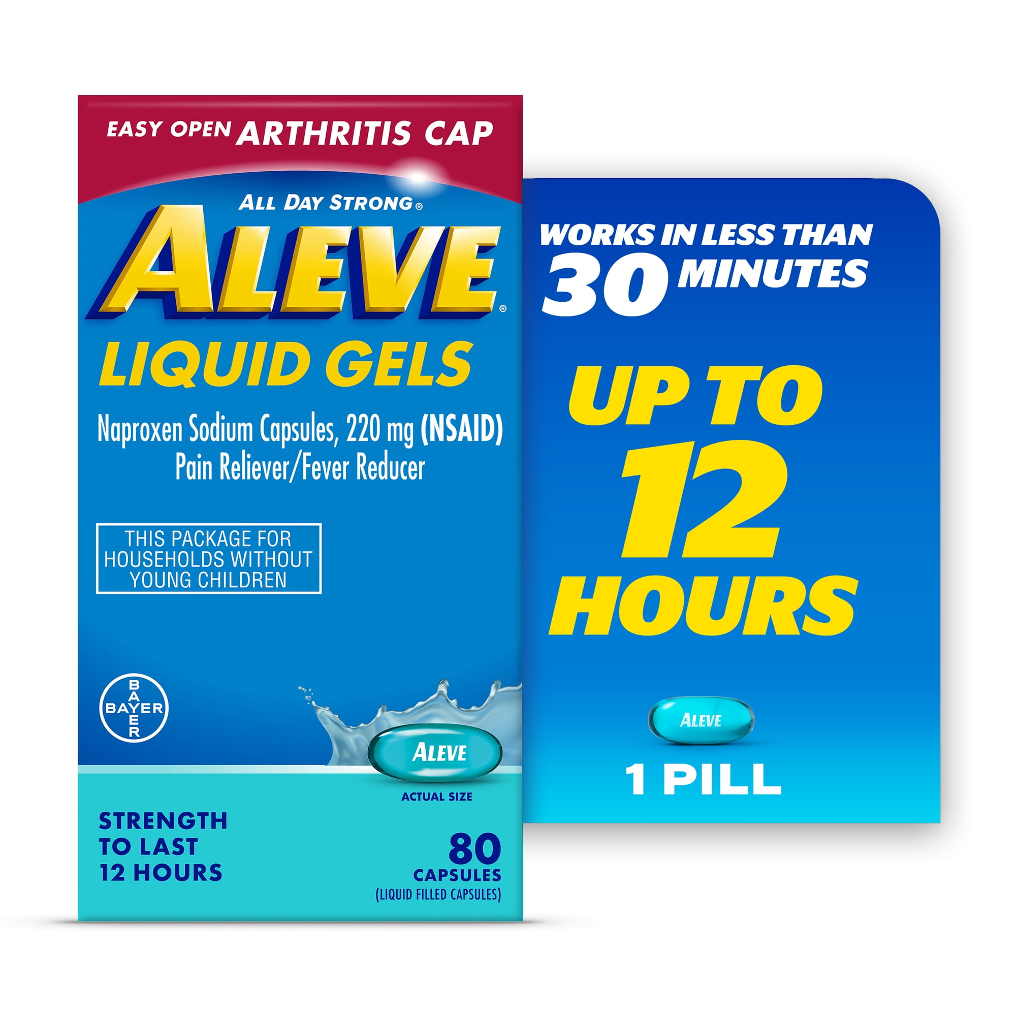 Aleve Pain Relief Liquid Gels Easy Open Arthritis Cap, Naproxen Sodium 80 Count