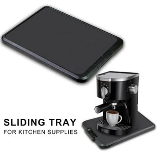 Appliance Caddy Sliding Coffee Maker Tray, 12 Coffee Pot Slider Machine Mat  Under Countertop Rolling Tray for Blender Toaster with Smooth Rolling  Wheels(1 Pack,Black)
