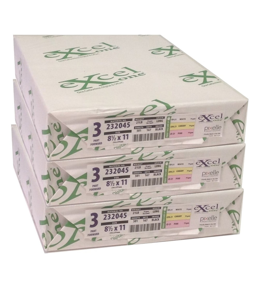 Excel One Carbonless Paper - 8.5x11 Inch 20lb 4-Part NCR Paper (White/Canary/Pink/Goldenrod), Case Of 8 Reams