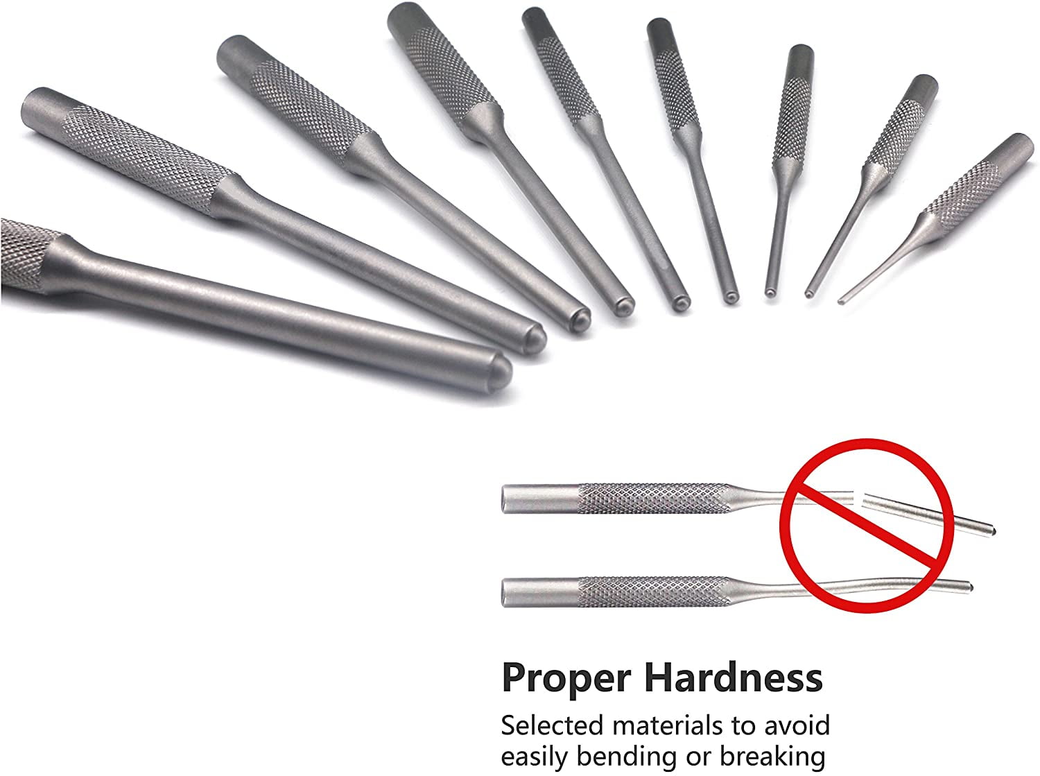BIGP 9 Teilige Roll Pin Punch Set, Durchschlag, Splinttreiber Set, Werkzeug für Pistole Büchsenmacher Handwerk und Reparaturen mit Tragetasche und Hammer, 1/16 inch-5/16 inch