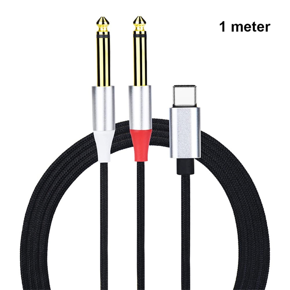USB TypeC To Dual 6.35mm 1/4 Inch TS Mono Y Insert Cable 3/2/1m 3/2/1m