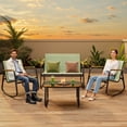 thumbnail image 2 of Noelse 4 Piece Patio Furniture Set, Textilene Conversation Set with 2 Rocking Chairs and Coffee Table, Perfect for Outdoor Patio Lawn Garden Poolside, Green, 2 of 11
