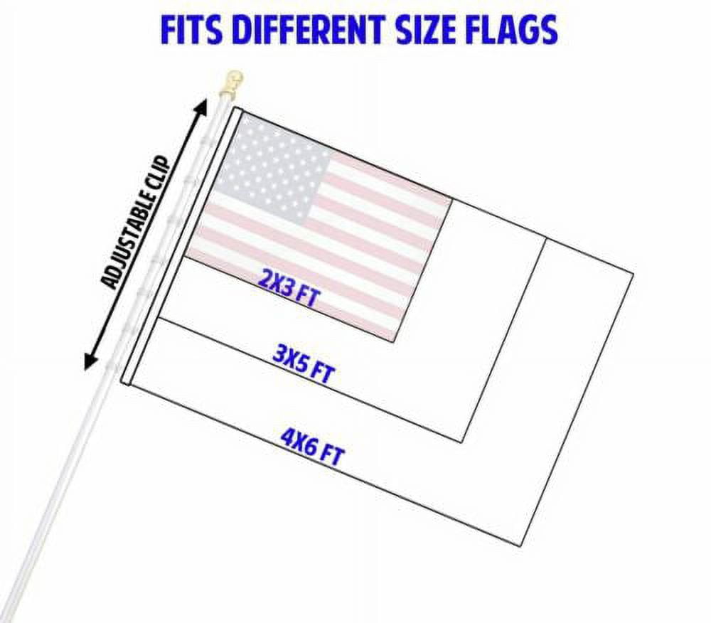 6ft Spinning Stabilizer Flag Black Pole & Bracket Kit & 3'x5' USA Poly Flag
