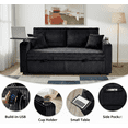 thumbnail image 5 of 3 in 1 Sleeper Sofa Bed, 65 Inch Convertible Pull Out Couch with Small Table, USB Ports, Cup Holders & 5 Level Adjustable Backrest, Corduroy Loveseat Sofa for Living Room Apartment Bedroom (Black), 5 of 9
