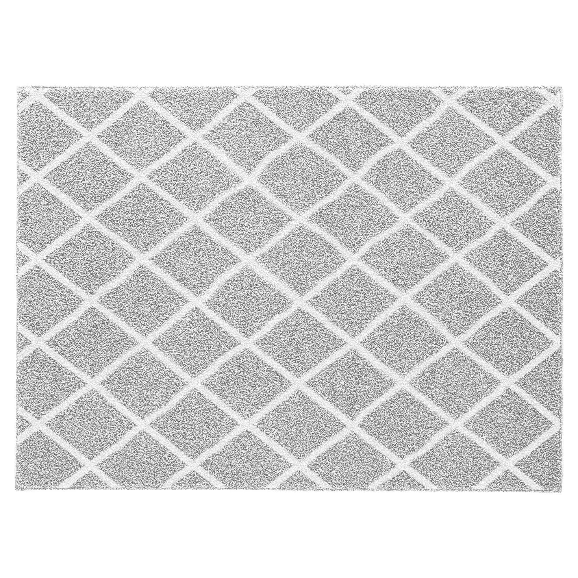 BELLEZE Parma Diamond Trellis Area Rug Cozy Soft Plush Shag Rug, 5x8 Feet, Light Gray