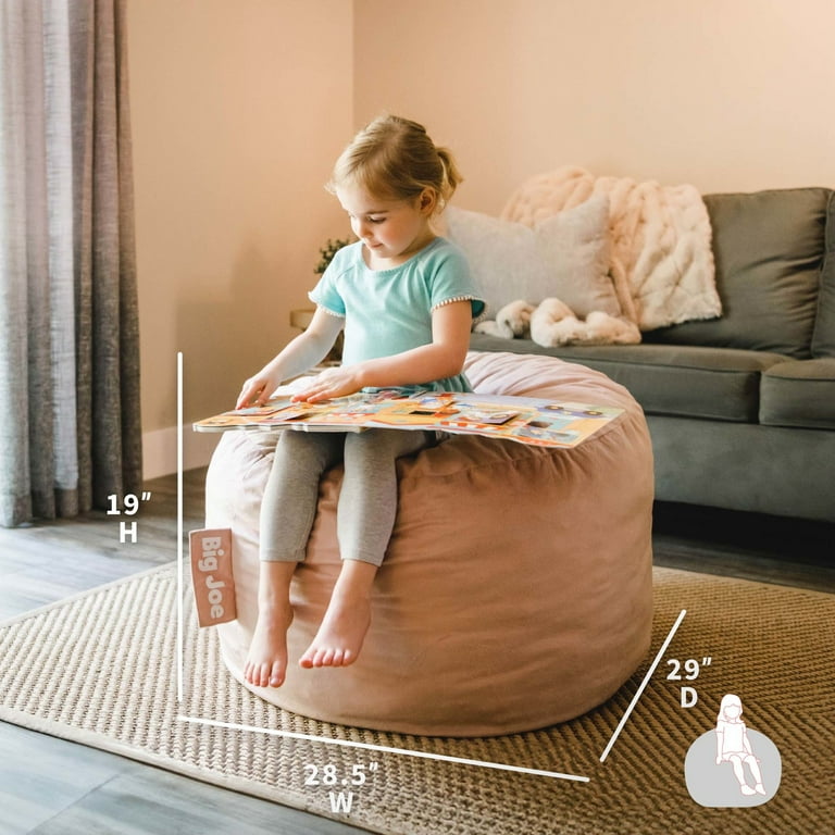 Big Joe Fuf Small Foam Filled Bean Bag Chair, Desert Rose Plush