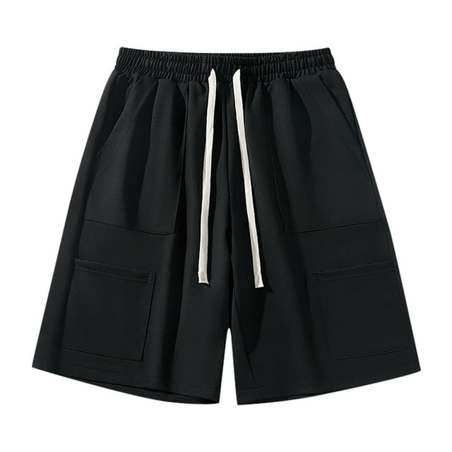 Diufon Men's Athletic Shorts Cotton Linen Drawstring Waisted Outdoor Sport Shorts Spring Summer Shorts with Pockets