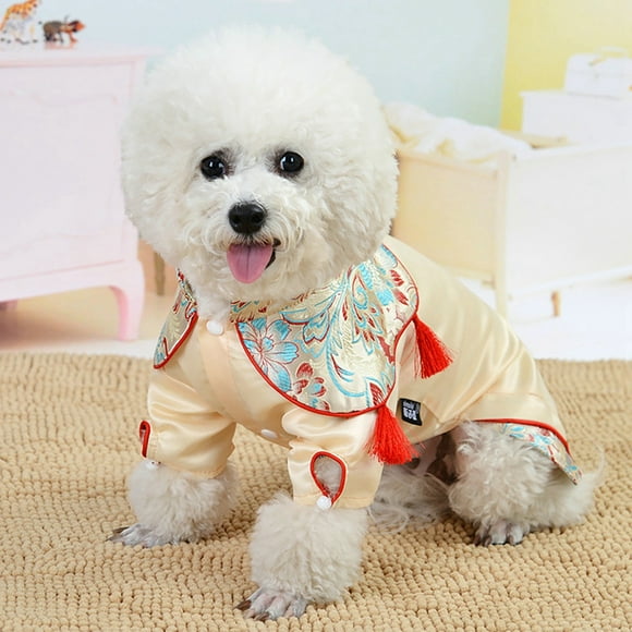 SIfdSeng Funny Cat Shirt Pet Clothes Dress Cheongsam Skirt Pet Decoration Cute Dress Bright Red Or Gold Pet Clothes Dog Shirts for Medium Dogs Girl Cute Dog Shirt Plain