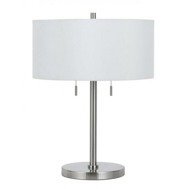 Cal Lighting BO-2450TB-BS 60 W X 2 Calais Metal Table Lamp&#44; Brushed Steel Finish