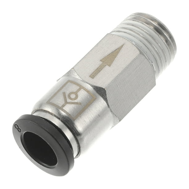 Conectores de aire de empuje únicos Bargains 5/16" Válvula de retención rápida de plástico y metal 12.7mm / 1/4"BSPT 1 Pc tono negro y plateado