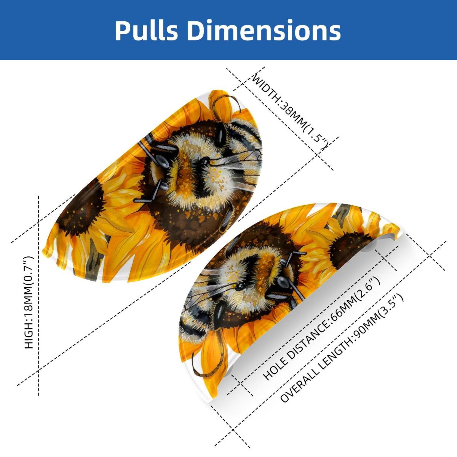 PhooArto 6 Pcs Cup Drawer Pulls, Sunflower Bee Painting Shell Shape Handles Cabinet Knobs for Dresser Cupboard Closet Wardrobe with Screws