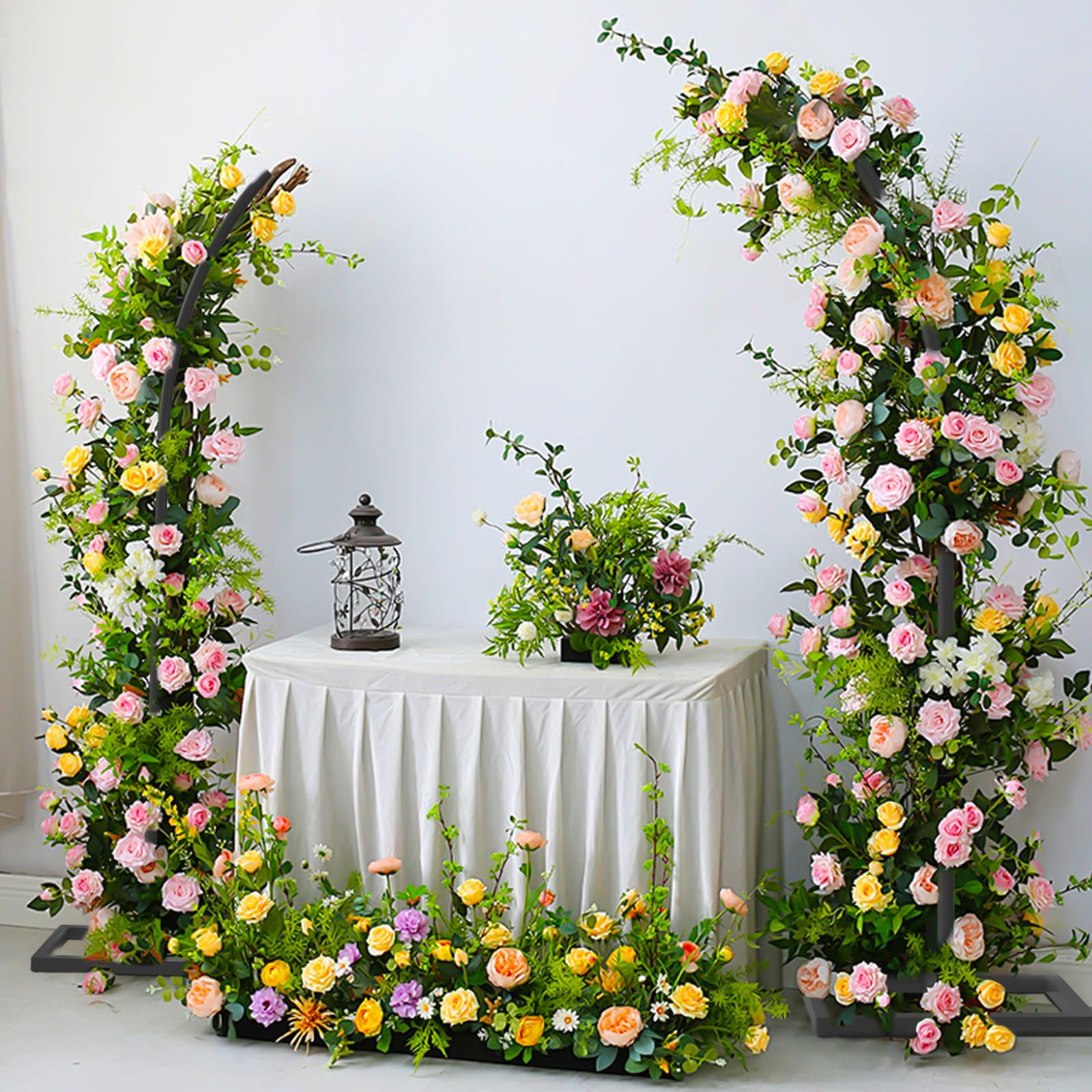 Yacona Set of 2 Balloon Arch Kits, 8ft and 6.8ft Metal Half Flower Arch Stand, Wedding Backdrop Frames for Ceremony, Black