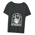 thumbnail image 4 of Camisetas para mujer con cuello redondo, transpirables, holgadas, novedad de verano, camisetas de manga corta para caminar por la calle, desplazamient SG, 4 of 8