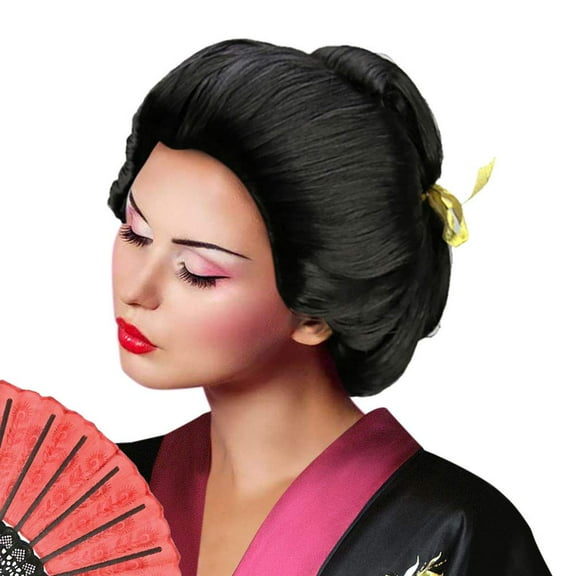 My Costume Wigs Women's Deluxe Geisha Wig Black Updo Japanese Geisha Cosplay Costume Hairpiece Lady Roleplay Theme Party Wig (Black Geisha Wig)