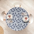 thumbnail image 4 of Ambesonne Fish Fitted Round Tablecloth, Eastern Traditional Animal, 40"- 44" Diameter, Dark Blue White, 4 of 5