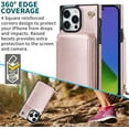 thumbnail image 6 of Crossbody Wallet Case for iPhone 14 Pro, RFID Blocking PU Leather Zipper Handbag Purse Flip Cover, Kickstand Case with Card Slots Holder Wrist Strap Lanyard For iPhone 14 Pro, Rosegold, 6 of 12