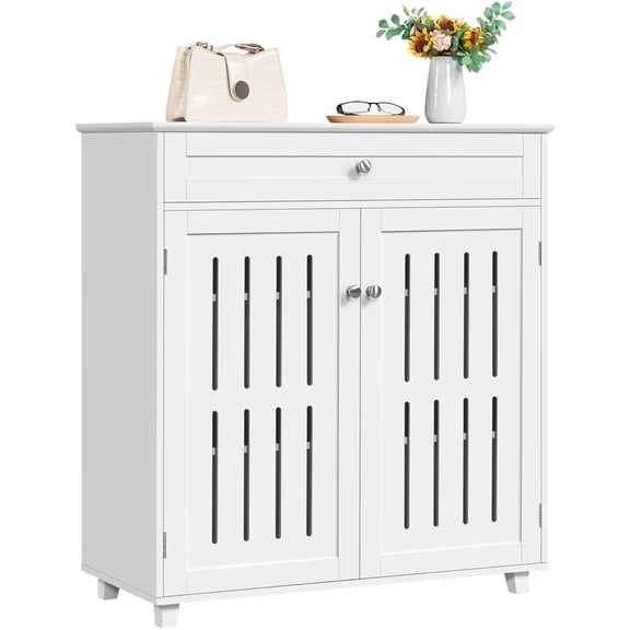 Yaheetech 4 Tier Wooden Shoe Storage Cabinet with 1 Drawer for Entryway, White