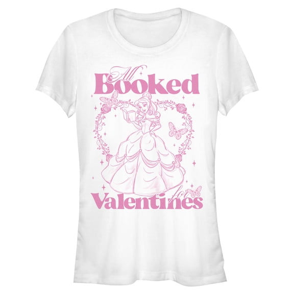 Juniors Disney Belle All Booked for Valentines T Shirt