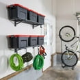 thumbnail image 3 of 1' x 4' Garage Wall Shelving, 2 Pack With Hooks, Hammered Gray Steel Storage Shelves, 3 of 5