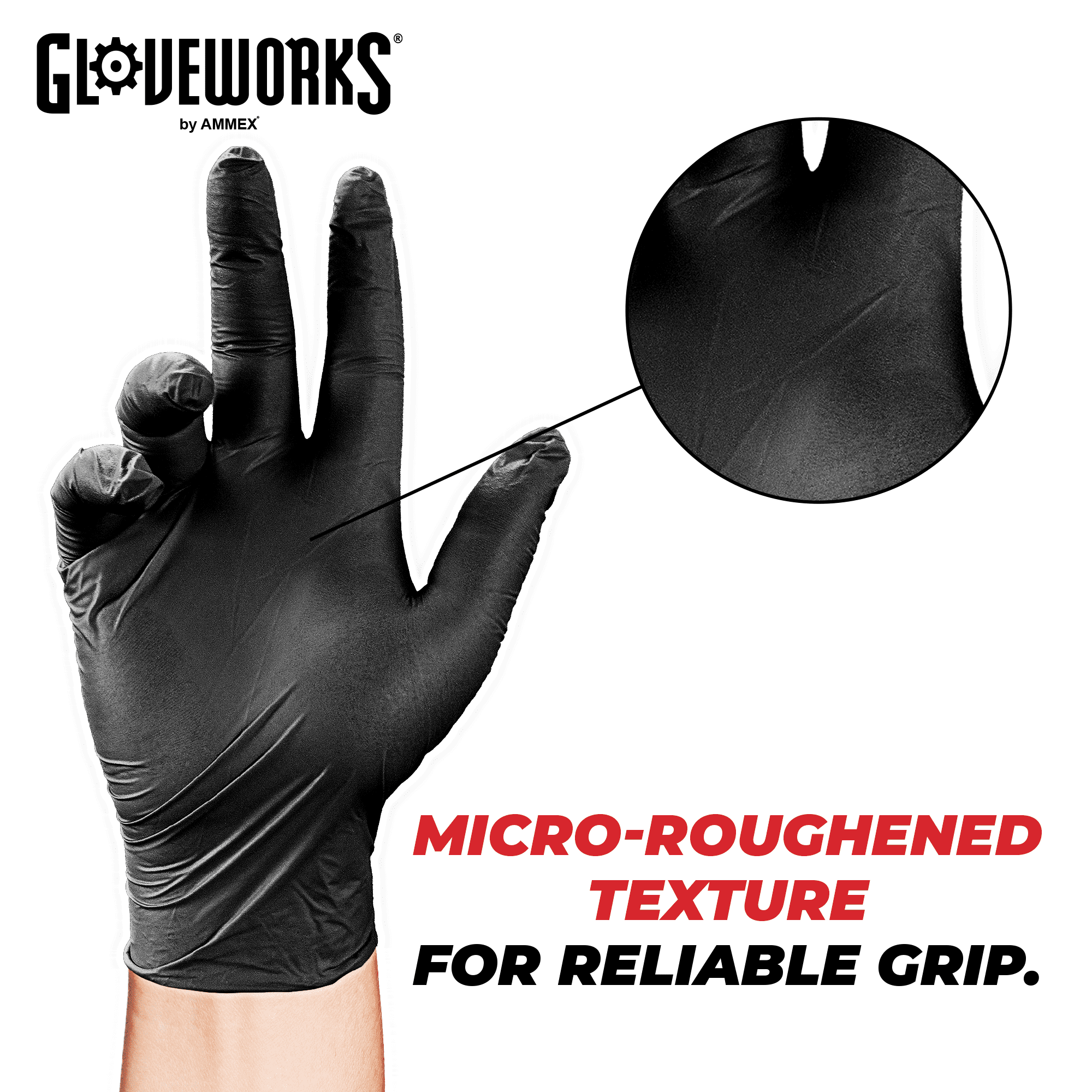 GLOVEWORKS  Black Nitrile Gloves for Auto, Detailing, Mechanics, M, 100 Count