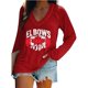 thumbnail image 1 of MHFRRA Camiseta Informal de Manga Larga con Cuello En V y Estampado Canadiense para Mujer Rojo, 1 of 4