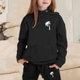 thumbnail image 2 of Little Girls Outfits Sets Long Sleeved Letter Print Hooded Top Sweater Pants Fall Girls Clothes Black Size 6-7T, 2 of 4