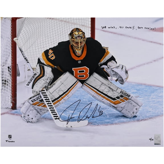 Tuukka Rask Boston Bruins Autographed 16" x 20" Black Alternate Jersey in Net Photograph with Multiple Inscriptions - Limited Edition #10 of 10 - Fanatics Authentic Certified