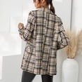 thumbnail image 4 of Chaqueta de traje de manga larga con cuello vuelto para mujer Chaqueta de traje de doble botonadura para trabajo de oficina con bolsillos de parche Albaricoque M, 4 of 6