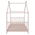 thumbnail image 6 of SESSLIFE Twin-Size House Bed, Metal Twin Platform Bed, House-shaped Design, Tent Bed with Roof and Chimney for Bedroom, No Box Spring Needed, Easy Assembly,Pink, 6 of 8
