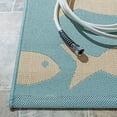 thumbnail image 6 of SAFAVIEH Courtyard Trena Fishes Indoor/Outdoor Area Rug, Aqua/Beige, 5'3" x 5'3" Square, 6 of 14